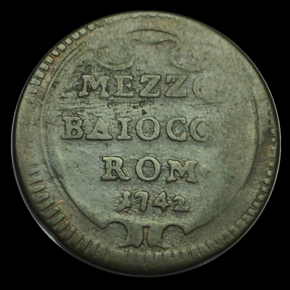 Benoit XIV Demi Baioccho 1742 monnaies benoit xiv demi baioccho 1742
