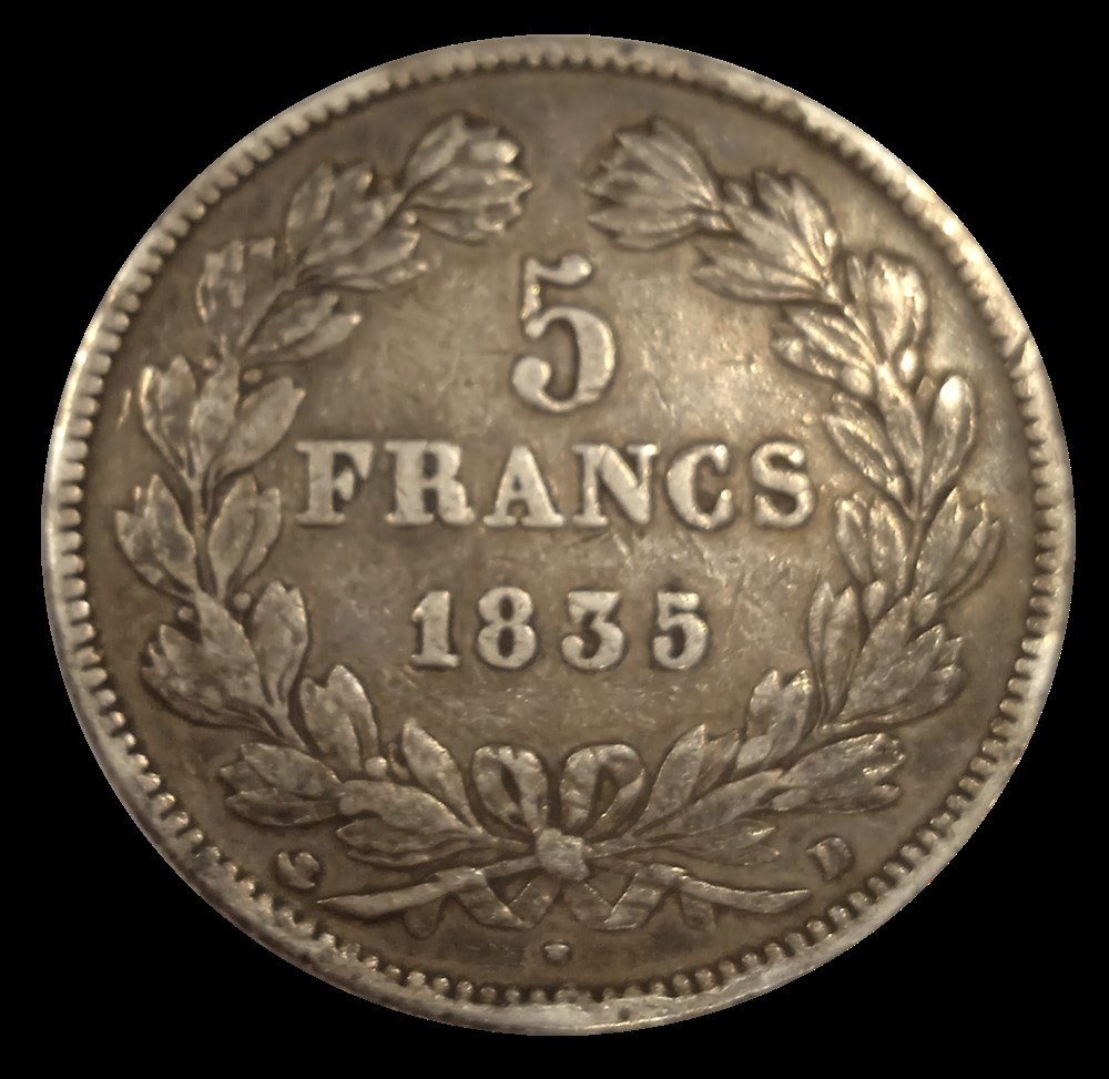 Louis-Phillipe 5 francs 1835 Lyon monnaies louis phillipe 5 francs 1835 lyon