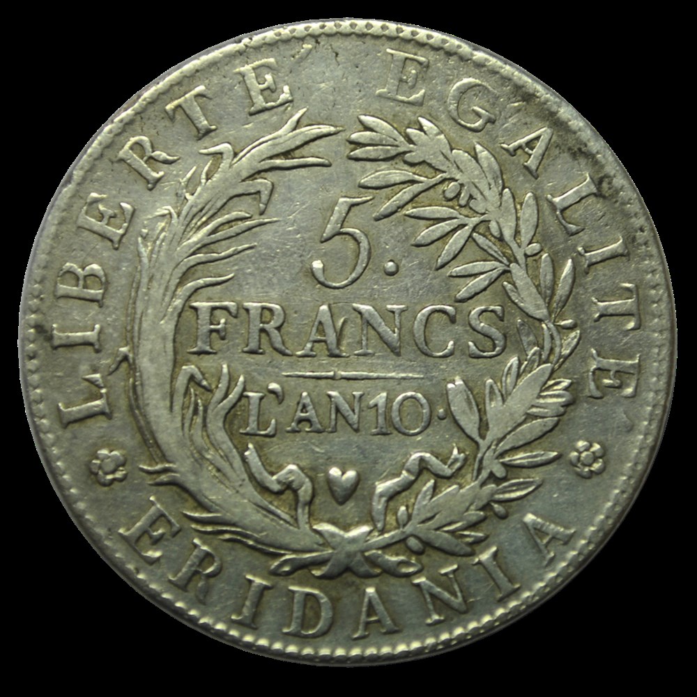 ITALIE - GAULE SUBALPINE 5 Francs an 10 1802 Turin monnaies italie gaule subalpine 5 francs an 10 1802 turin