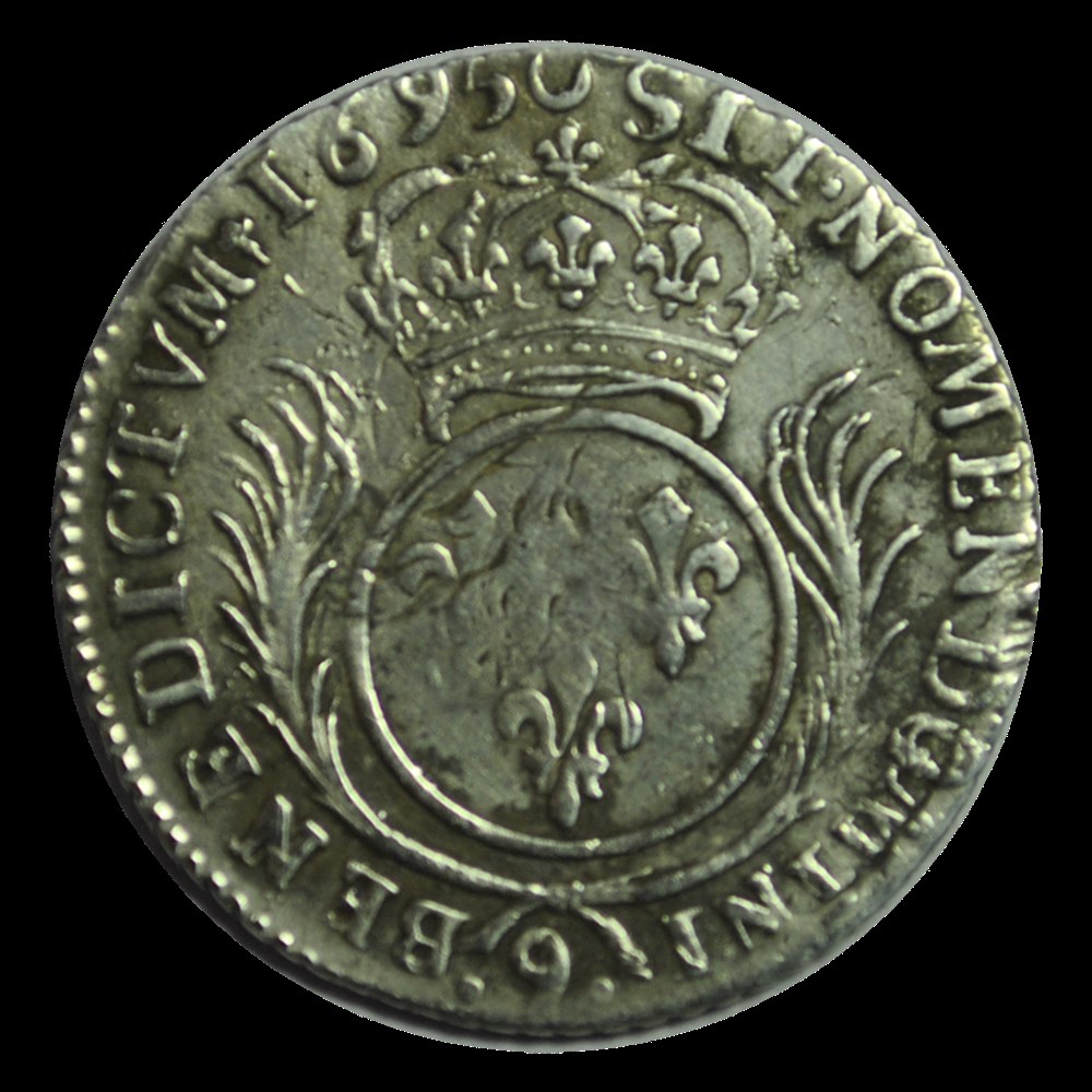 Louis XIV 1/12 écu aux palmes 1695 9 monnaies louis xiv 1 12 ecu aux palmes 1695 9