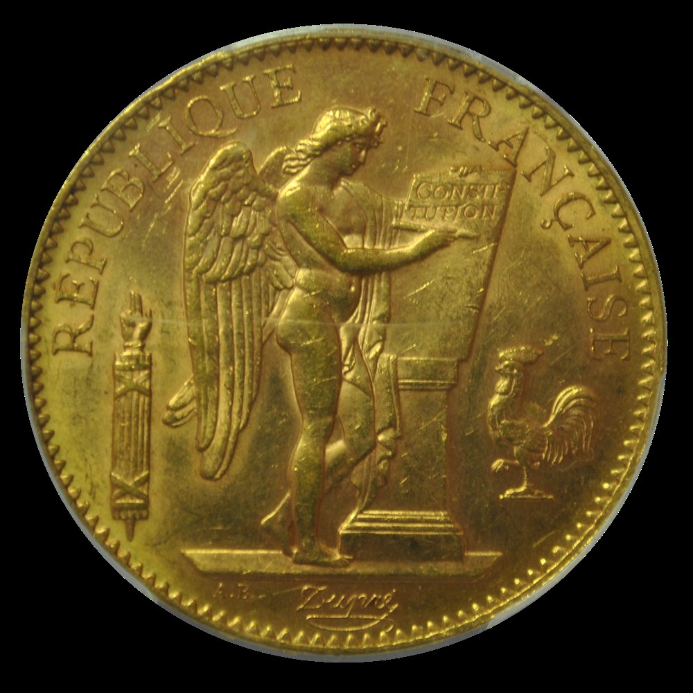 Genie 100 francs 1911 A PCGS MS62 monnaies genie 100 francs 1911 a pcgs ms62