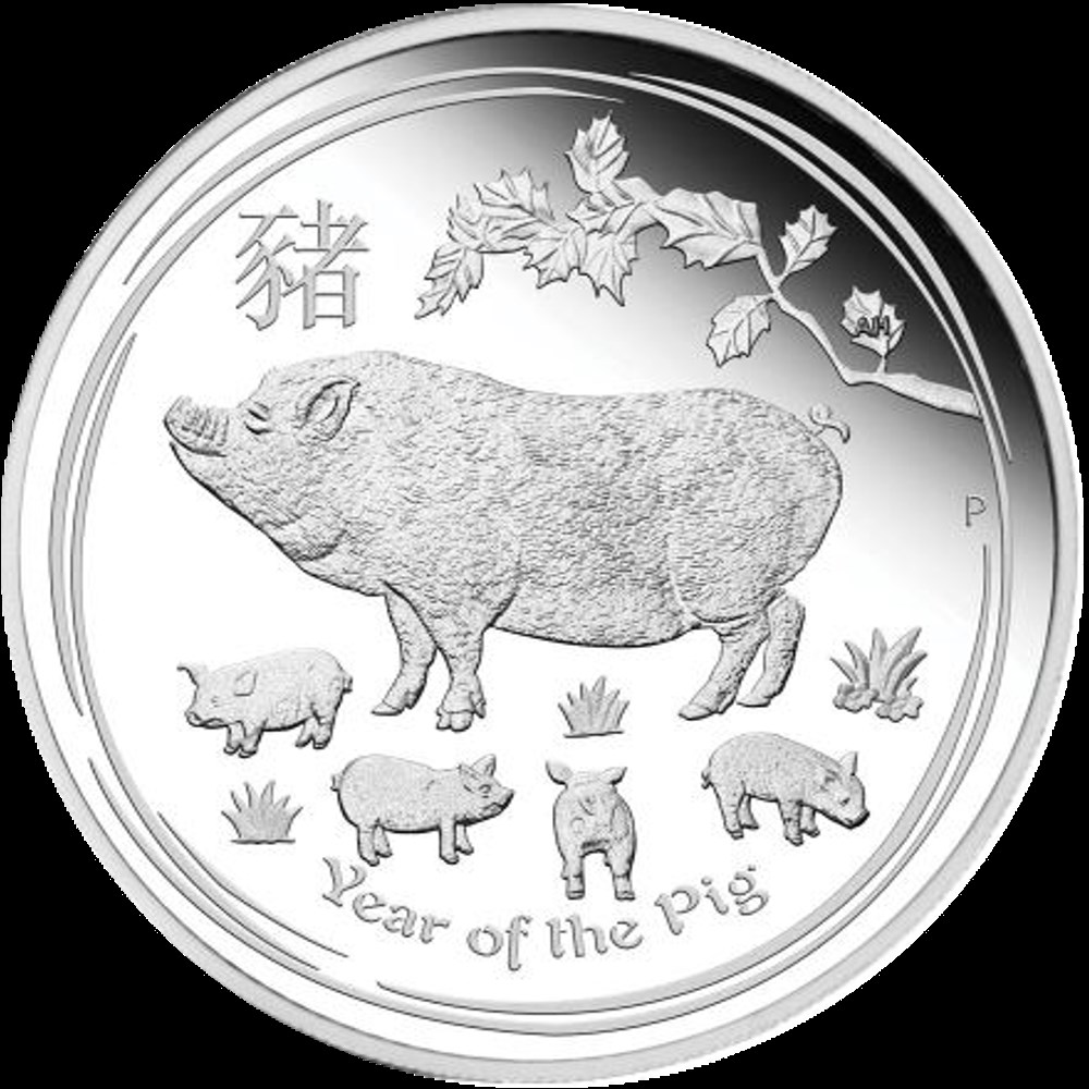 Australian Lunar 1/2oz Argent Année du Cochon 2019 monnaies australian lunar 1 2oz argent annee du cochon 2019