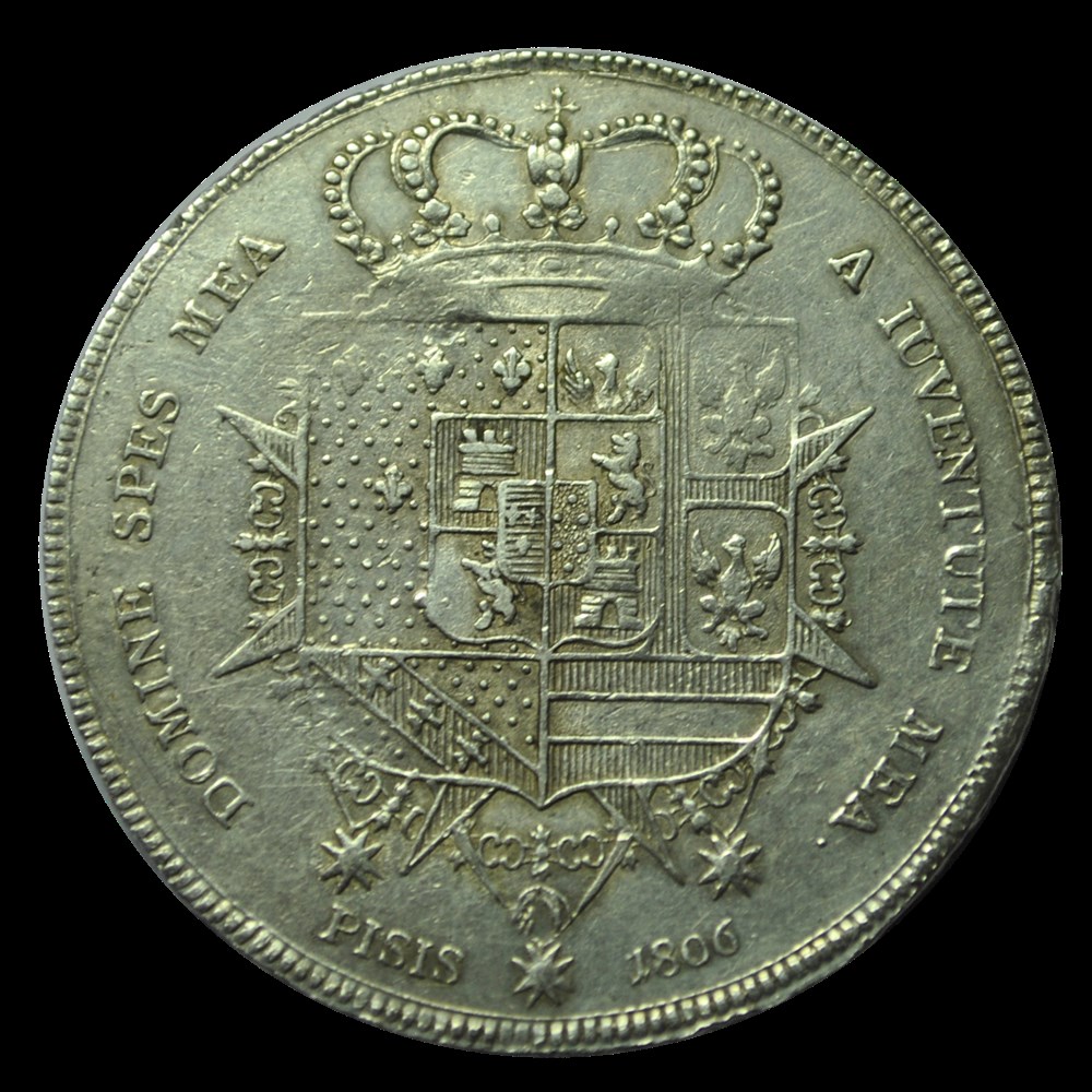 ITALIE - ROYAUME D'ÉTRURIE 10 Paoli ou Francescone Louis Ier et Marie-Louise de Bourbon 1806 Florence monnaies italie royaume etrurie 10 paoli ou francescone louis ier et marie louise de bourbon 1806 florence
