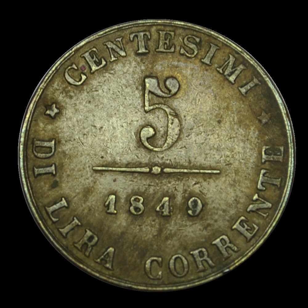 RÉPUBLIQUE DE VENISE 5 Centesimi Gouvernement provisoire de Venise 1849 Venise monnaies republique de venise 5 centesimi gouvernement provisoire de venise 1849 venise