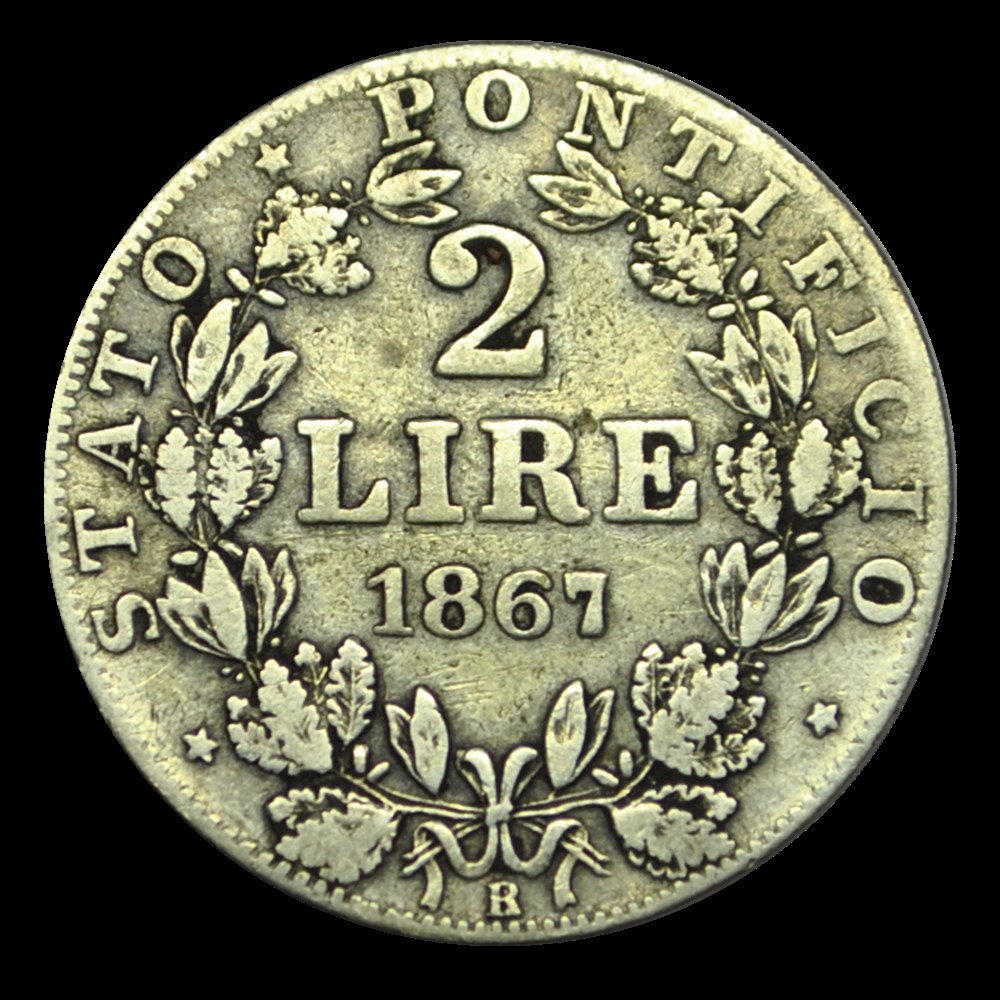 monnaies pie ix 2 lire an xxii 1867 rome