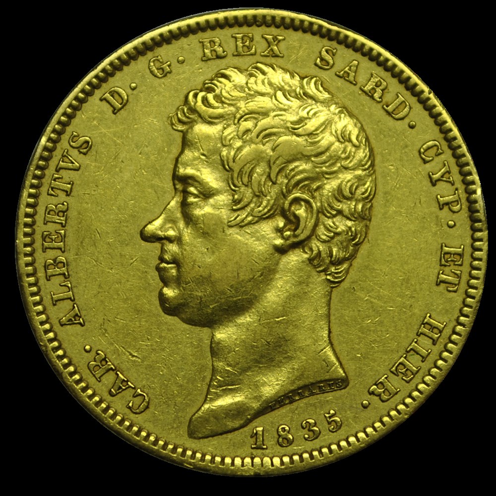 100 Lire Charles-Albert roi de Sardaigne 1835 monnaies 100 lire charles albert roi de sardaigne 1835