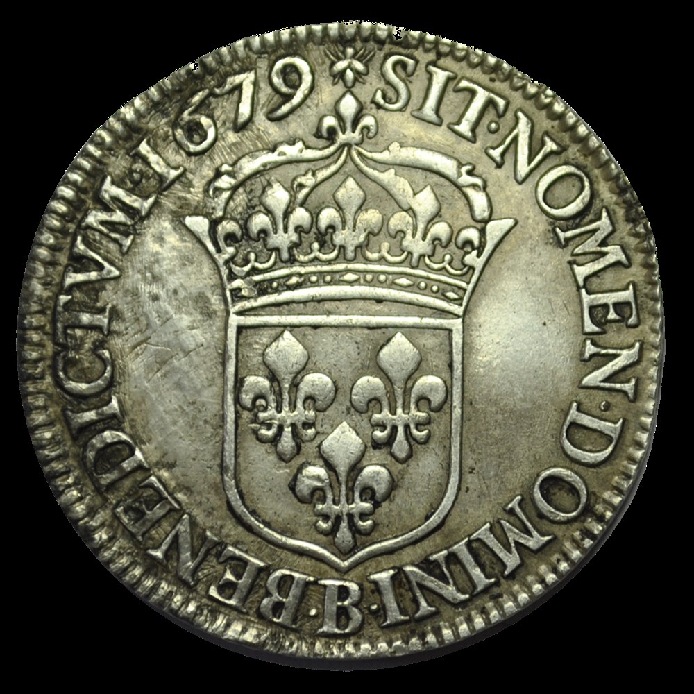 Louis XIV Demi ecu à la cravate 1679 B monnaies louis xiv demi ecu a la cravate 1679 b