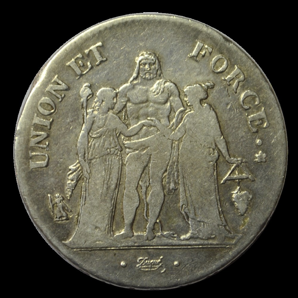 Union et Force 5 francs 1801 Q monnaies union et force 5 francs 1801 q