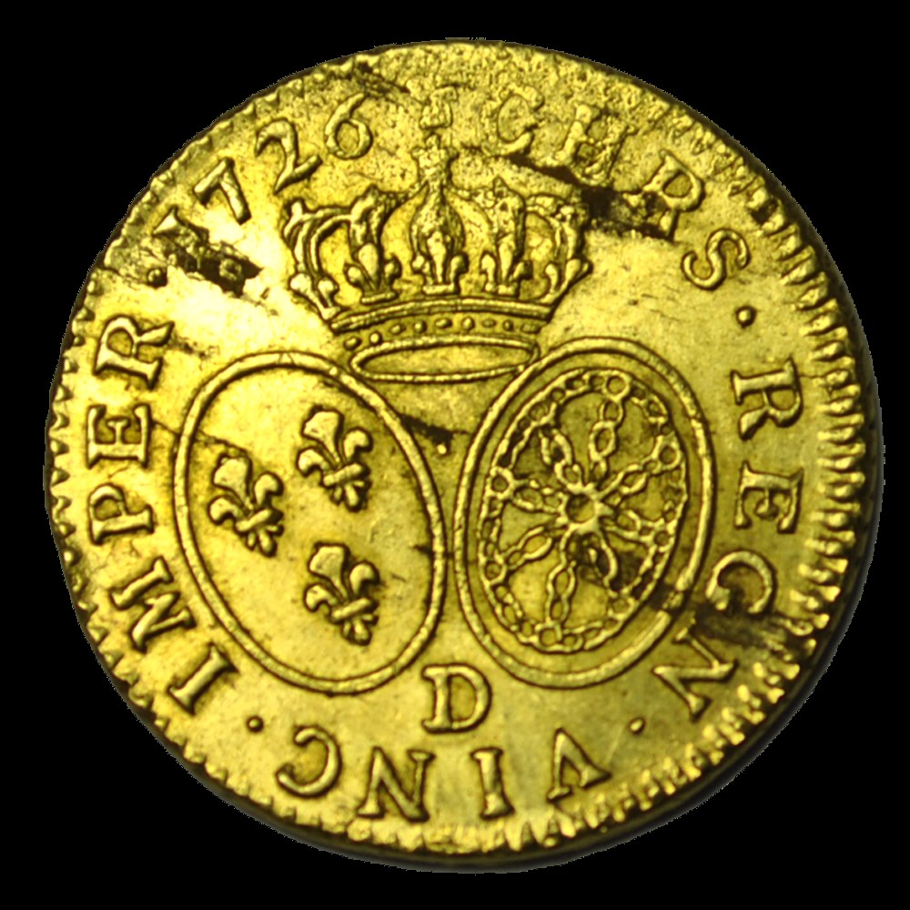Louis XV Louis d'or aux lunettes 1726 Lyon monnaies louis xv louis or aux lunettes 1726 lyon
