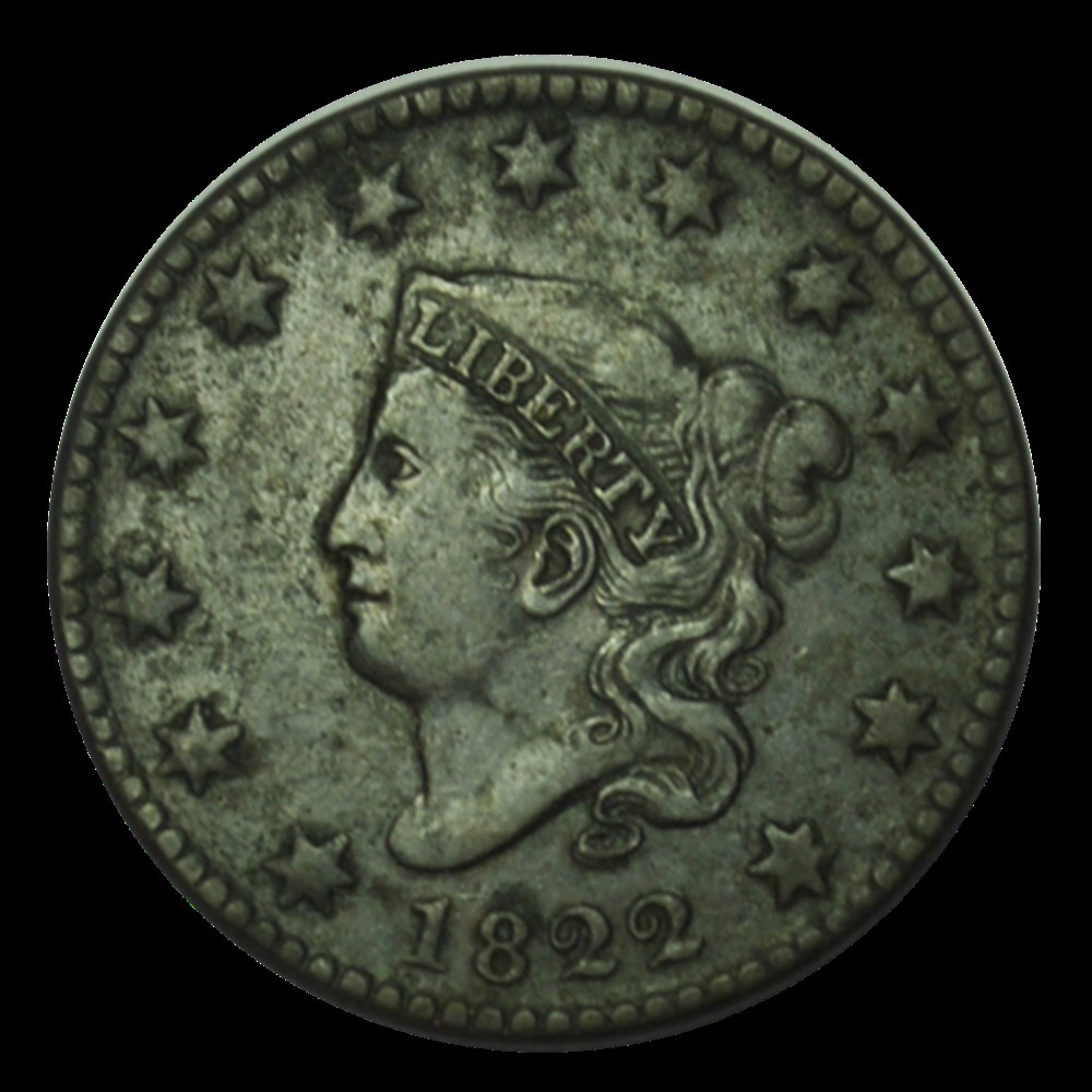 Large cent, tête à gauche 1822 Philadelphie monnaies large cent tete a gauche 1822 philadelphie