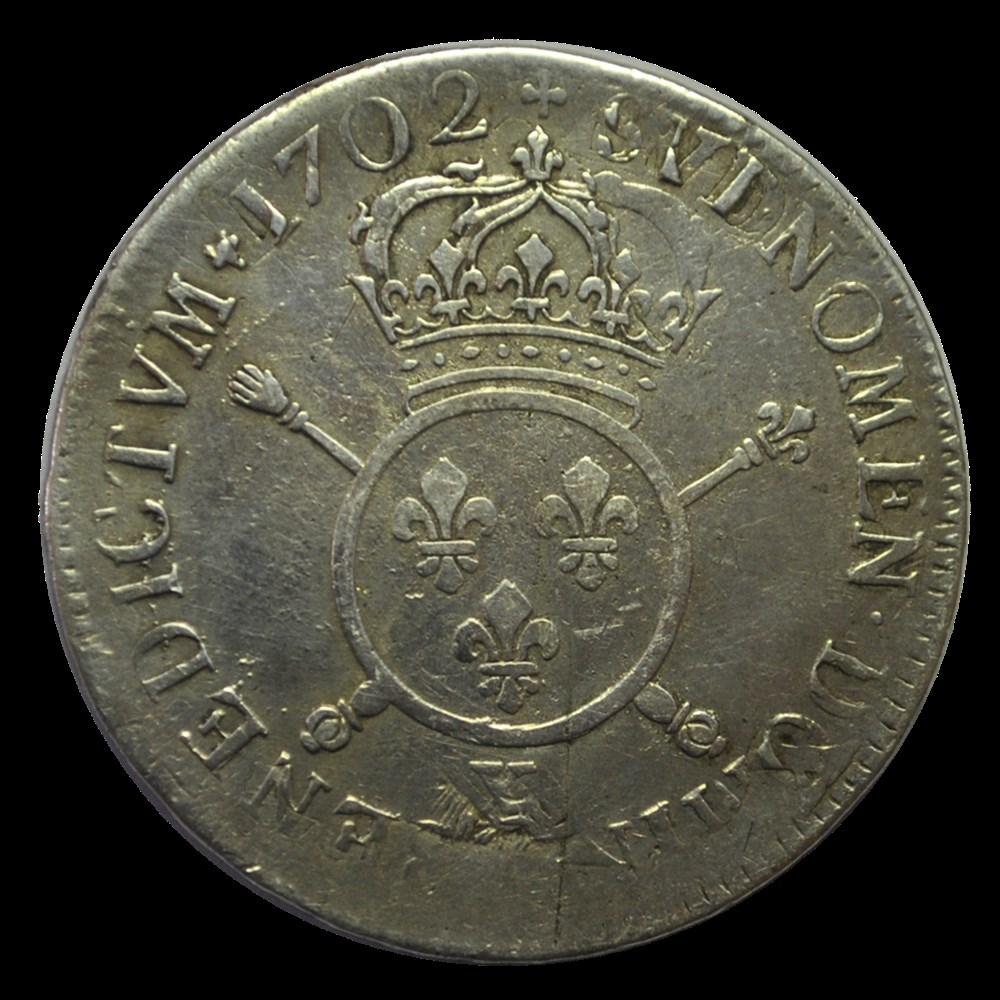LOUIS XIV Demi-écu aux insignes 1702 X monnaies louis xiv demi ecu aux insignes 1702 x