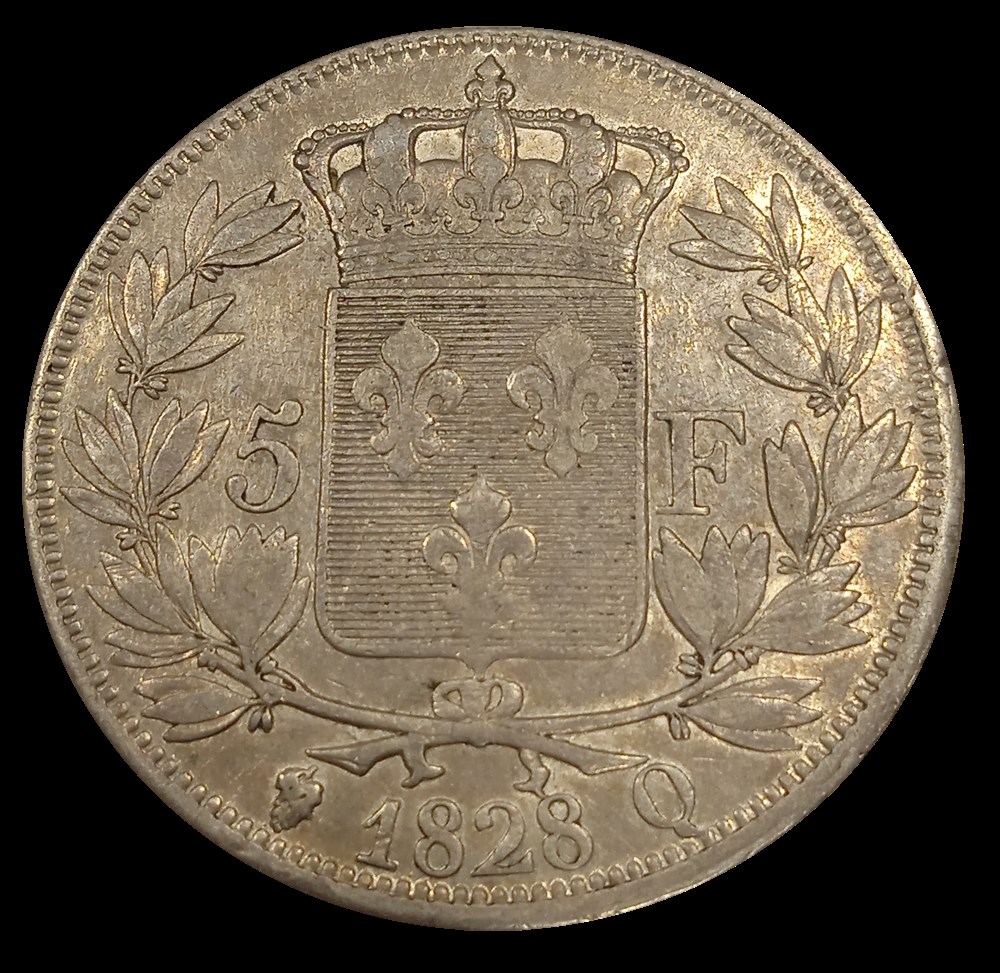 monnaies charles x 5 francs 1828 perpignan q