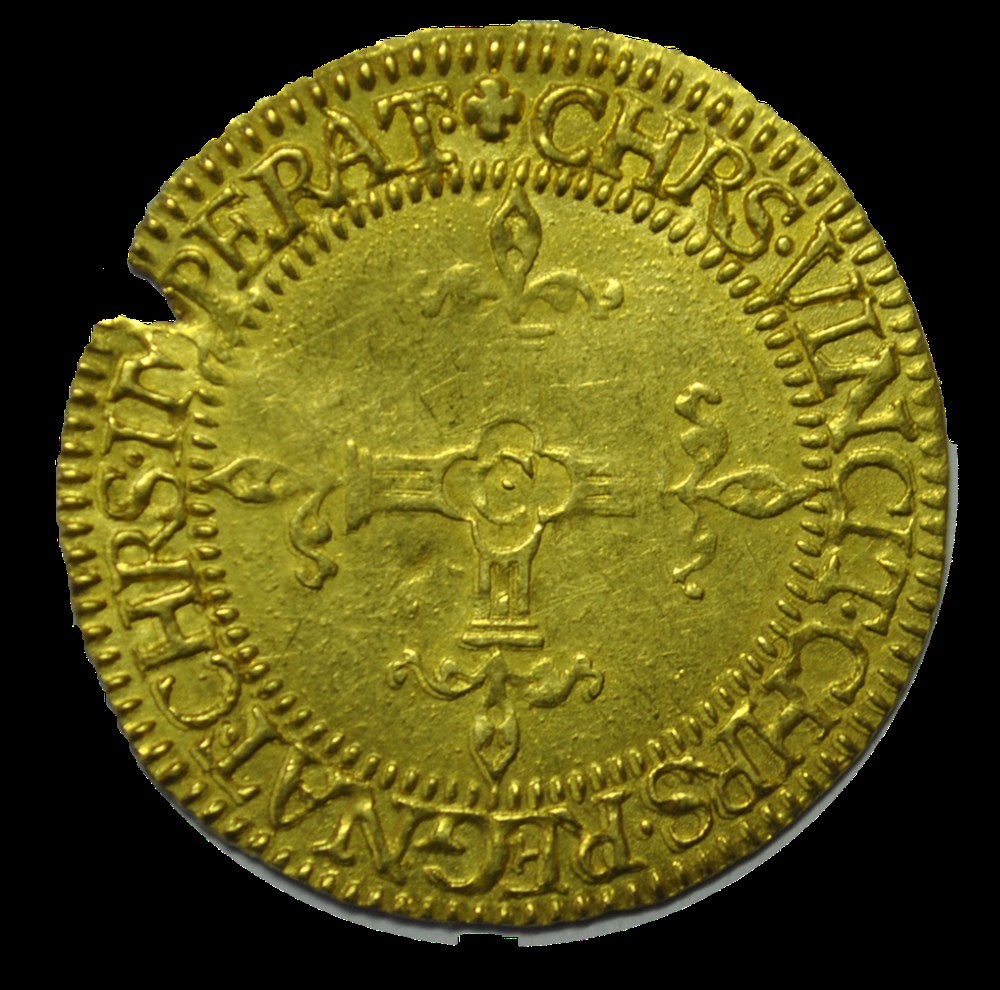 Louis XIII Ecu d'or à la Croix Batonnée 1615 St Lo monnaies louis xiii ecu or a la croix batonnee 1615 st lo