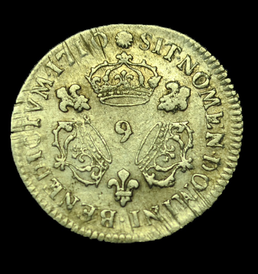 LOUIS XIV Dixième d'écu aux trois couronnes 1710 9 monnaies louis xiv dixieme ecu aux trois couronnes 1710 9