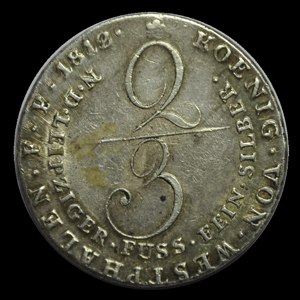 Wesphalie Jerome Bonaparte deux tiers de Thaler 1812 monnaies wesphalie jerome bonaparte deux tiers de thaler 1812