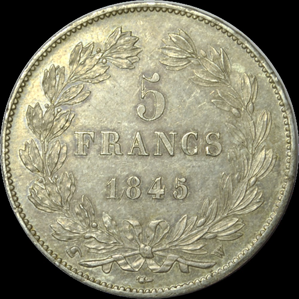 5 Francs Louis-Philippe 1845 W monnaies 5 francs louis philippe 1845 w