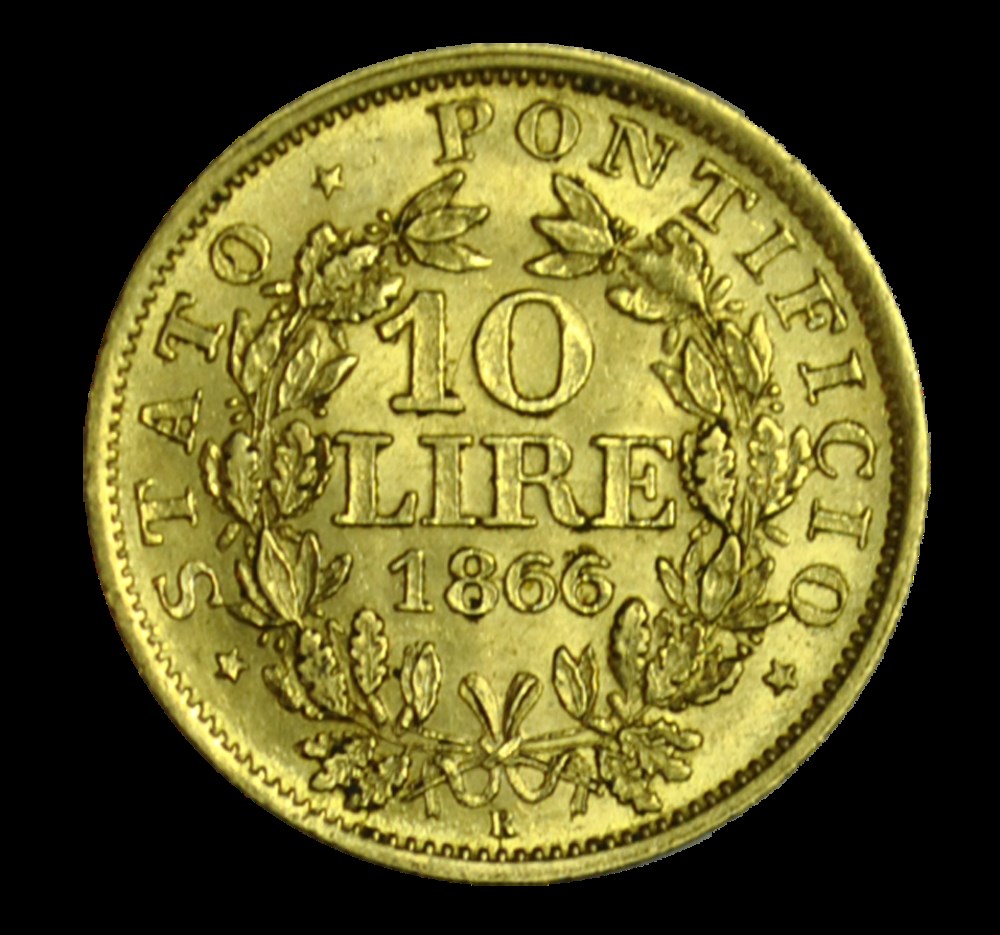 VATICAN - PIE IX 10 lires 1866 Rome monnaies vatican pie ix 10 lires 1866 rome