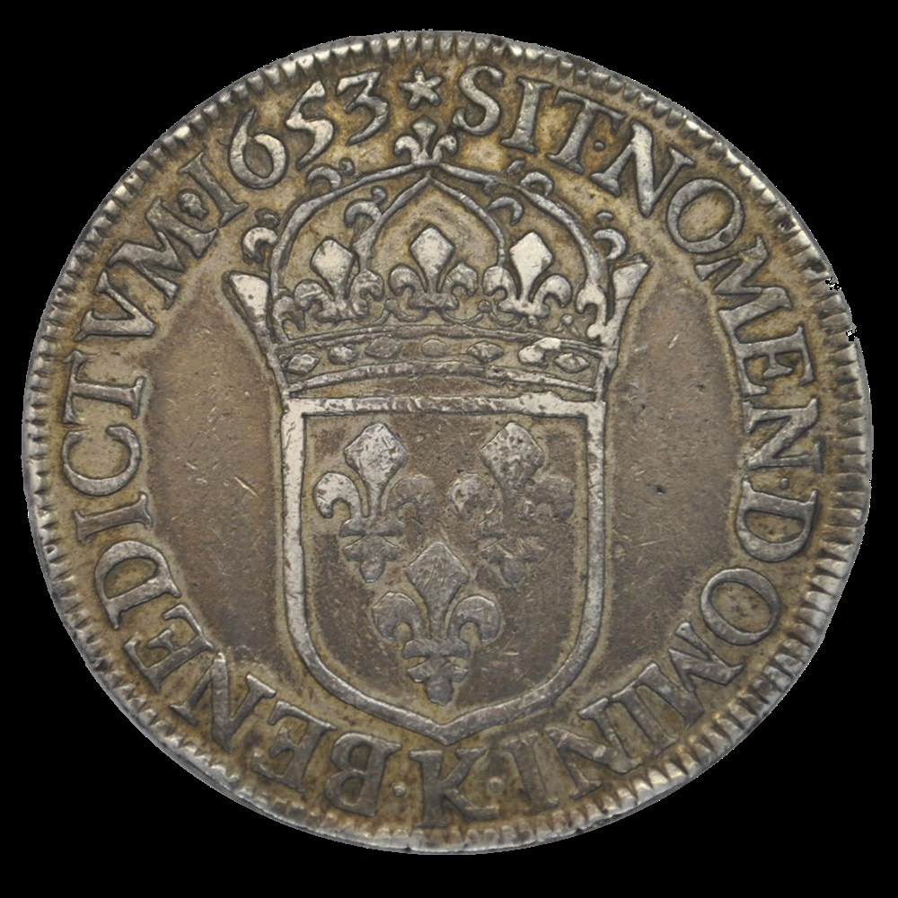 Louis XIV Écu à la mèche longue 1653 K monnaies louis xiv ecu a la meche longue 1653 k