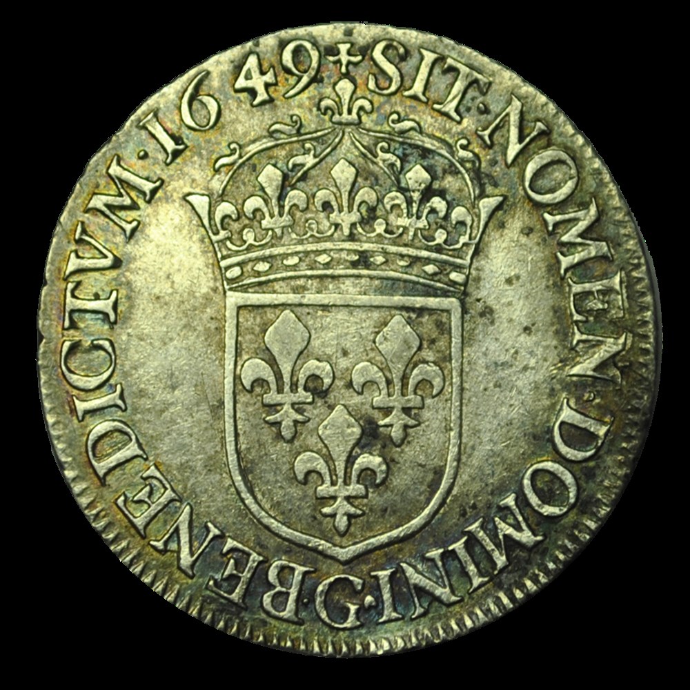Louis XIV demi-écu à la meche longue 1649 G monnaies louis xiv demi ecu a la meche longue 1649 g