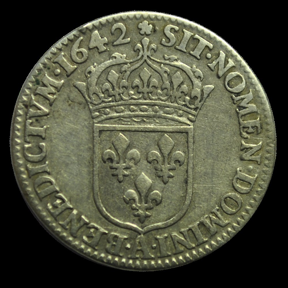 LOUIS XIII 1/12 d'écu, 3e type, 2e poinçon de Warin 1642 Paris, Monnaie de Matignon monnaies louis xiii 1 12 ecu 3e type 2e poincon de warin 1642 paris monnaie de matignon