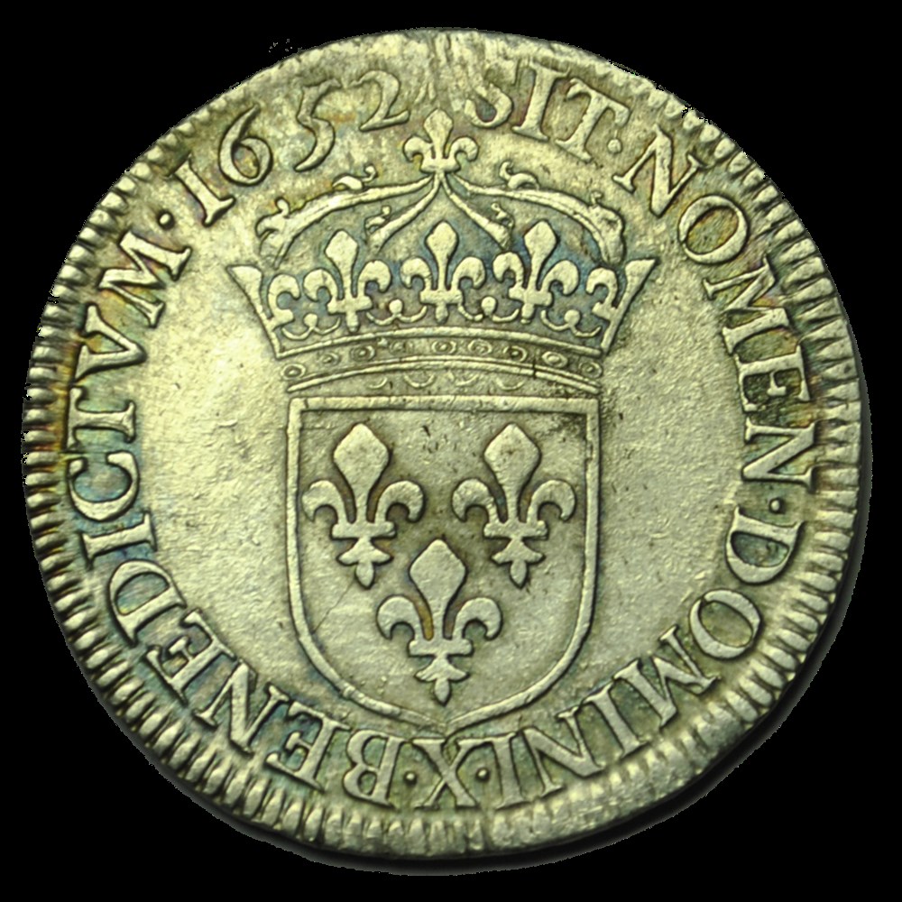 LOUIS XIV Demi-écu à la mèche longue 1652 X monnaies louis xiv demi ecu a la meche longue 1652 x
