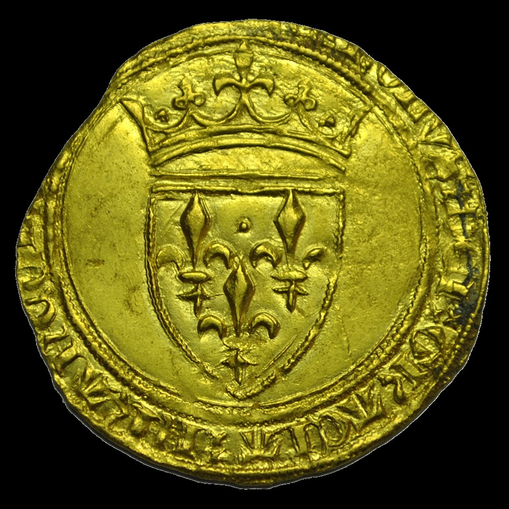 Charles VI ecu d'or à la couronne - Angers monnaies charles vi ecu or a la couronne angers