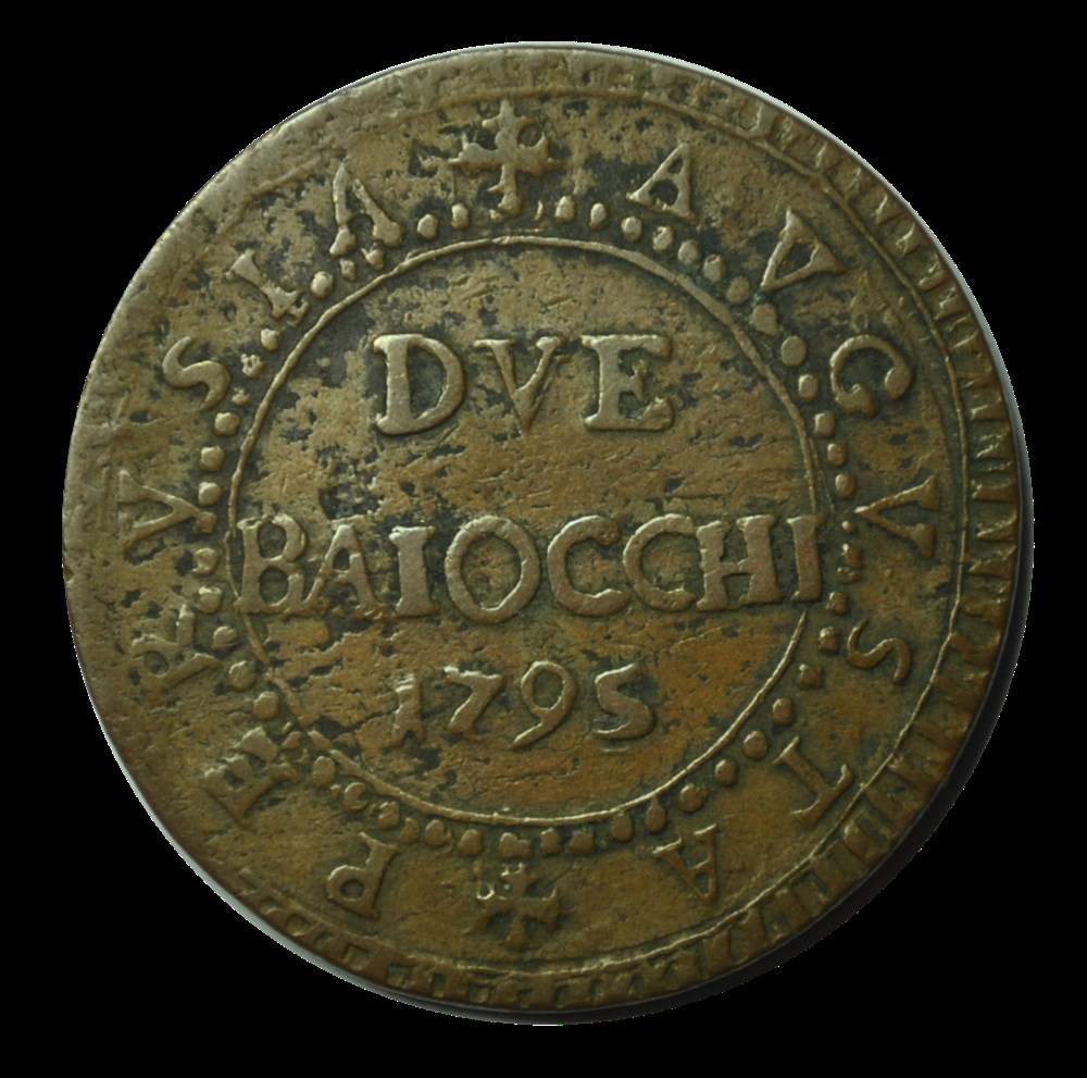 Pie VI 2 Baiocchi an XXI 1795 Pérouse monnaies pie vi 2 baiocchi an xxi 1795 perouse