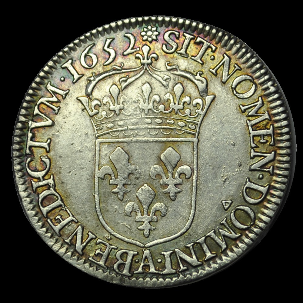 Louis XIV demi-écu à la meche longue 1652 A monnaies louis xiv demi ecu a la meche longue 1652 a