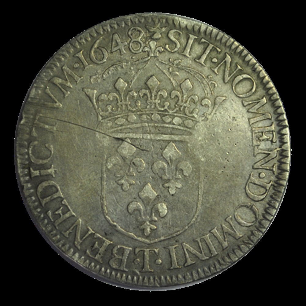 LOUIS XIV Écu à la mèche longue 1648 T monnaies louis xiv ecu a la meche longue 1648 t