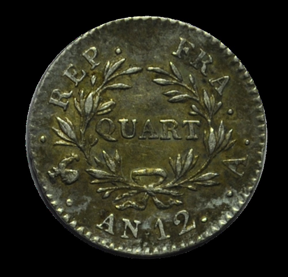 Napoléon Empereur, Quart de franc 1804 An12 A monnaies napoleon empereur quart de franc 1804 an12 a