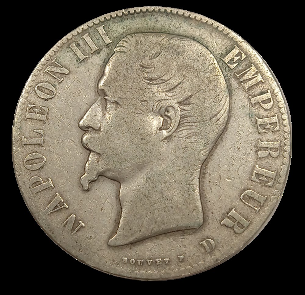 Napoléon III, tête nue 5 francs 1855 Lyon monnaies napoleon iii tete nue 5 francs 1855 lyon