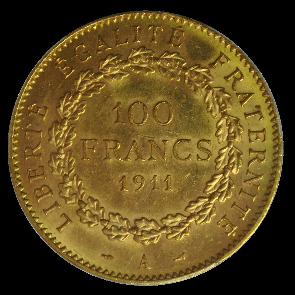 Genie 100 francs 1911 A PCGS MS62 monnaies genie 100 francs 1911 a pcgs ms62