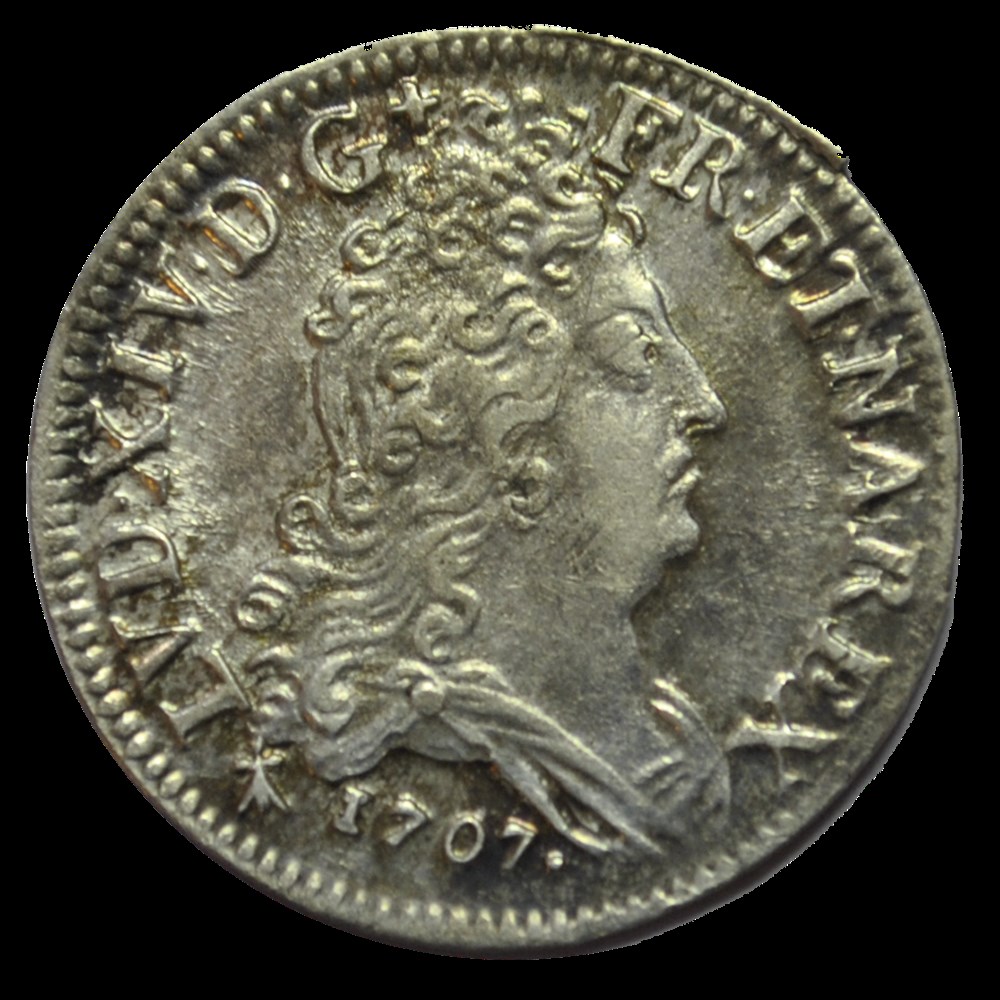Louis XIV 10 Sols aux 4 couronne 1707AA monnaies louis xiv 10 sols aux 4 couronne 1707aa