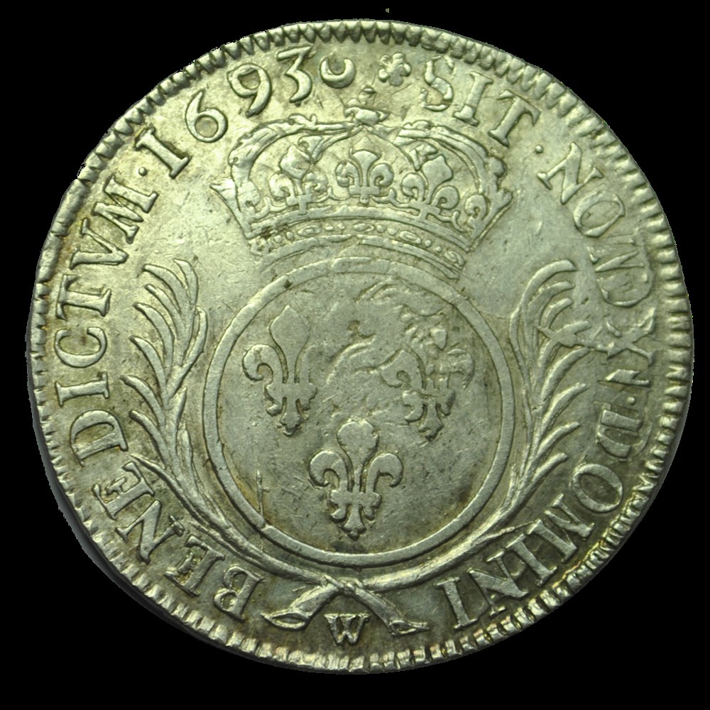 Louis XIV ecu aux palmes 1693 W monnaies louis xiv ecu aux palmes 1693 w
