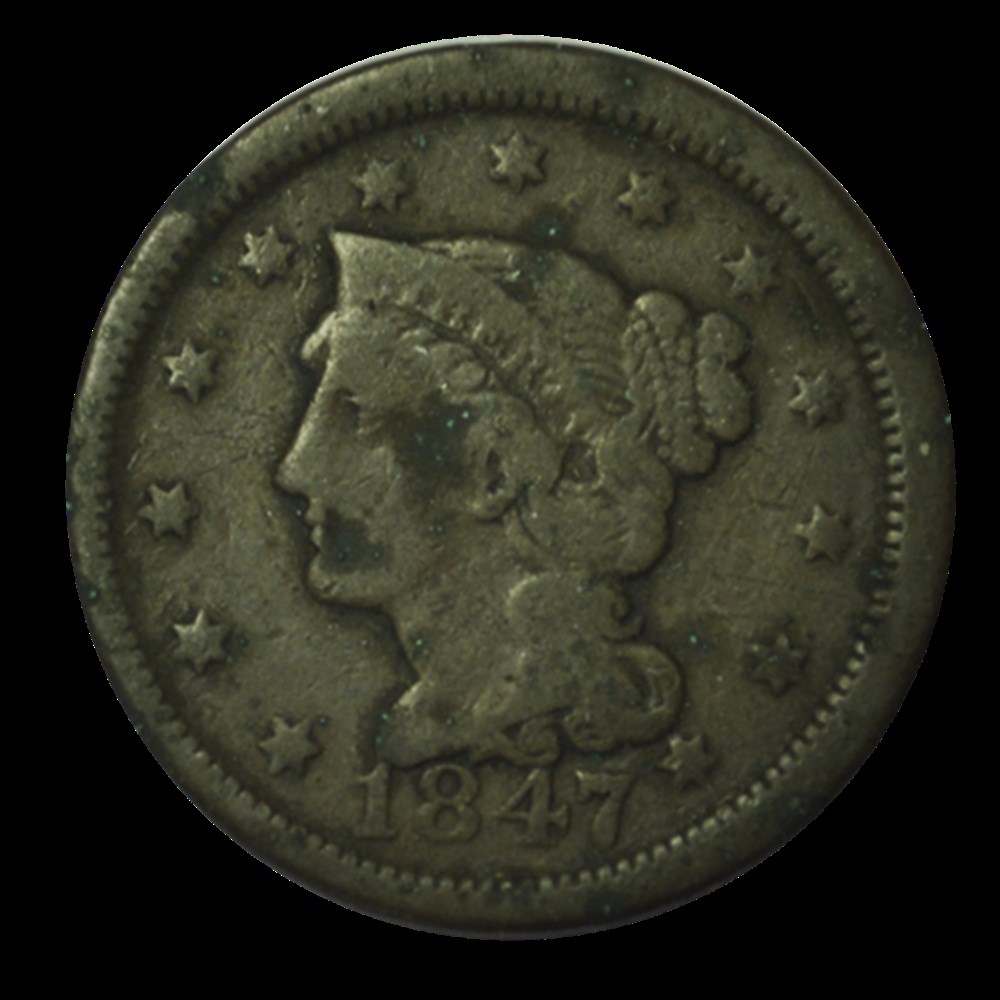 Large cent, tête à gauche 1847 Philadelphie monnaies large cent tete a gauche 1847 philadelphie