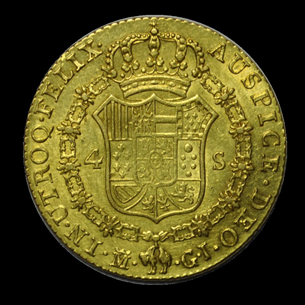 4 Escudos or Roi Ferdinand VII / écu couronné 1820 Madrid monnaies 4 escudos or roi ferdinand vii ecu couronne 1820 madrid