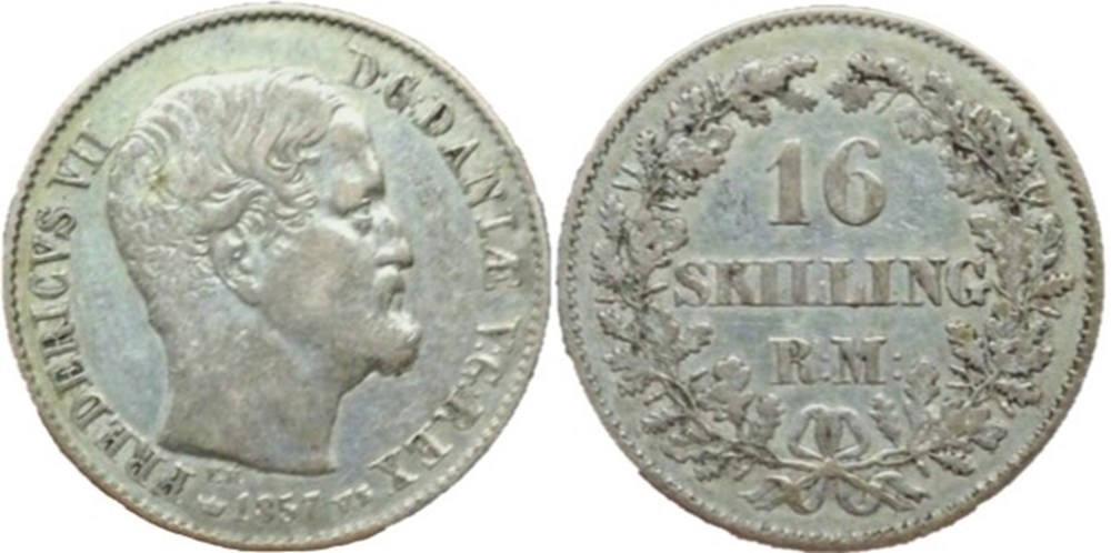 Frederik VII Denmark - 16 Skilling Rigsmønt 1857 monnaies monde danemark frederik vii denmark 16 skilling rigsm nt 1857