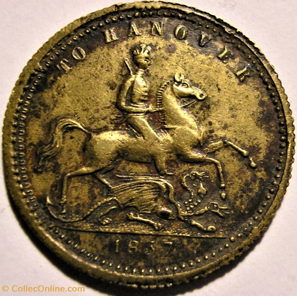 Victoria - Cumberland Jack Token 1837 / To Hanover (ex.5) monnaie jeton mereaux victoria cumberland jack token 1837 to hanover ex 5