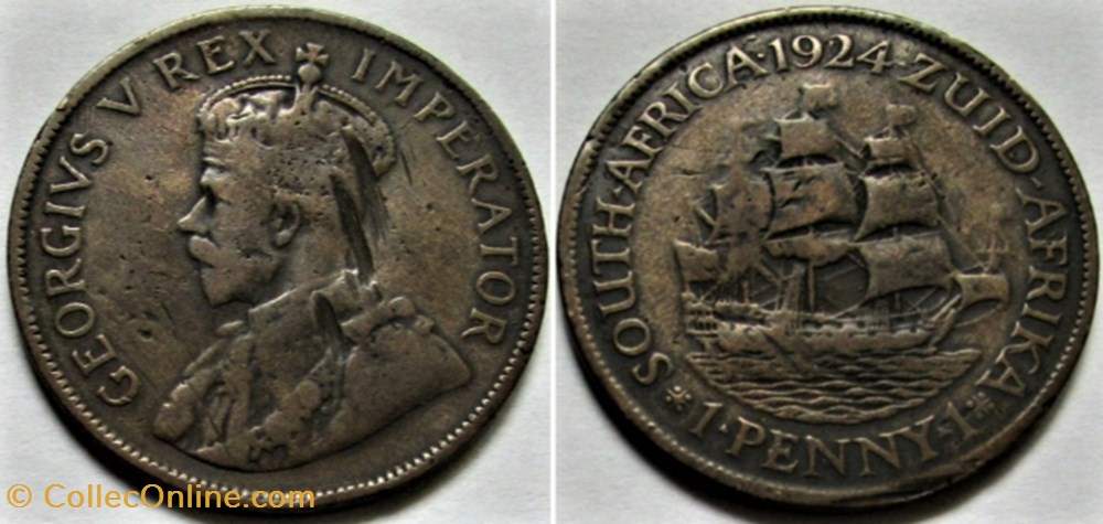 George V - One Penny 1924 - South Africa monnaies monde afrique du sud george v one penny 1924 south africa