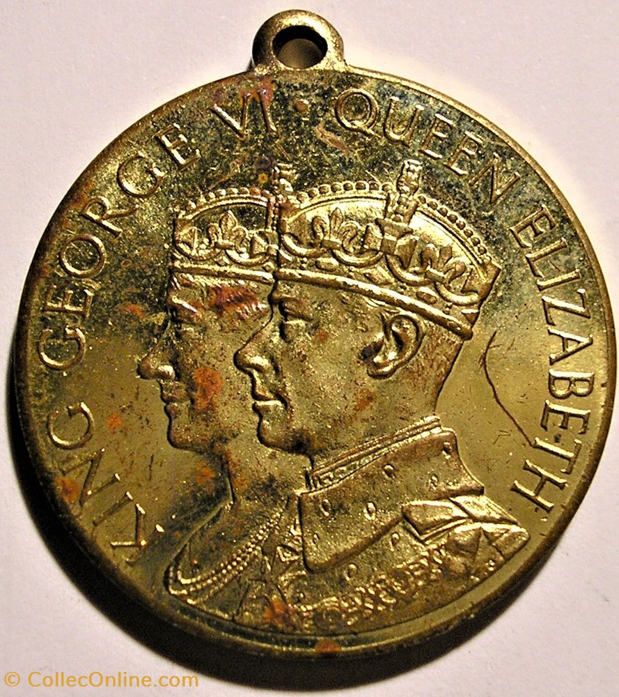 George VI & Elizabeth - Coronation Gilt Medallion 1937 - UK 2 medaille royaume uni george vi elizabeth coronation gilt medallion 1937 uk