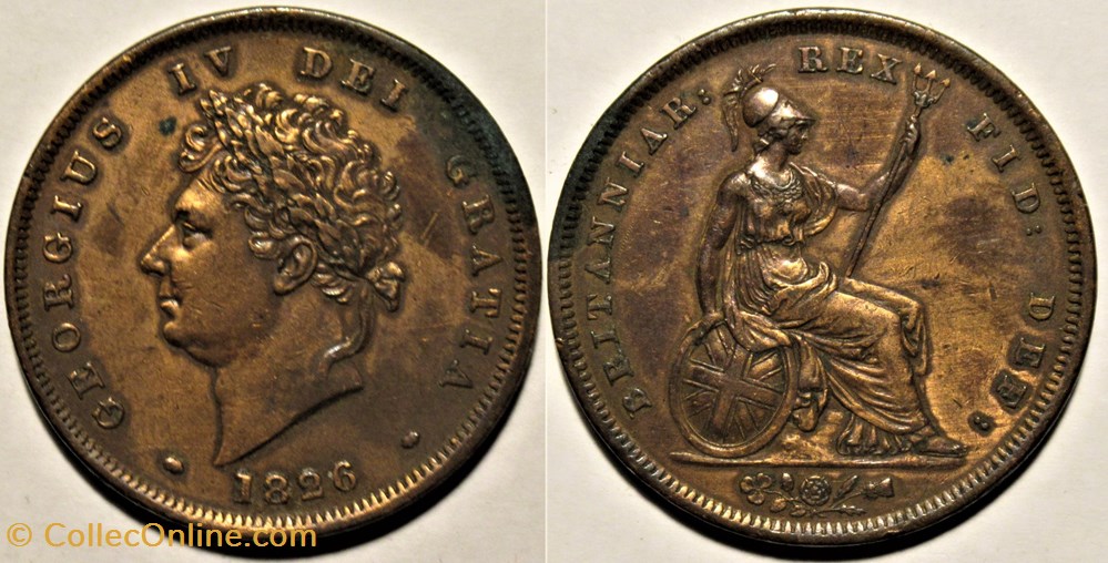 George IV - 1 Penny 1826 Great Britain (ex.2) monnaies monde royaume uni george iv 1 penny 1826 great britain ex 2