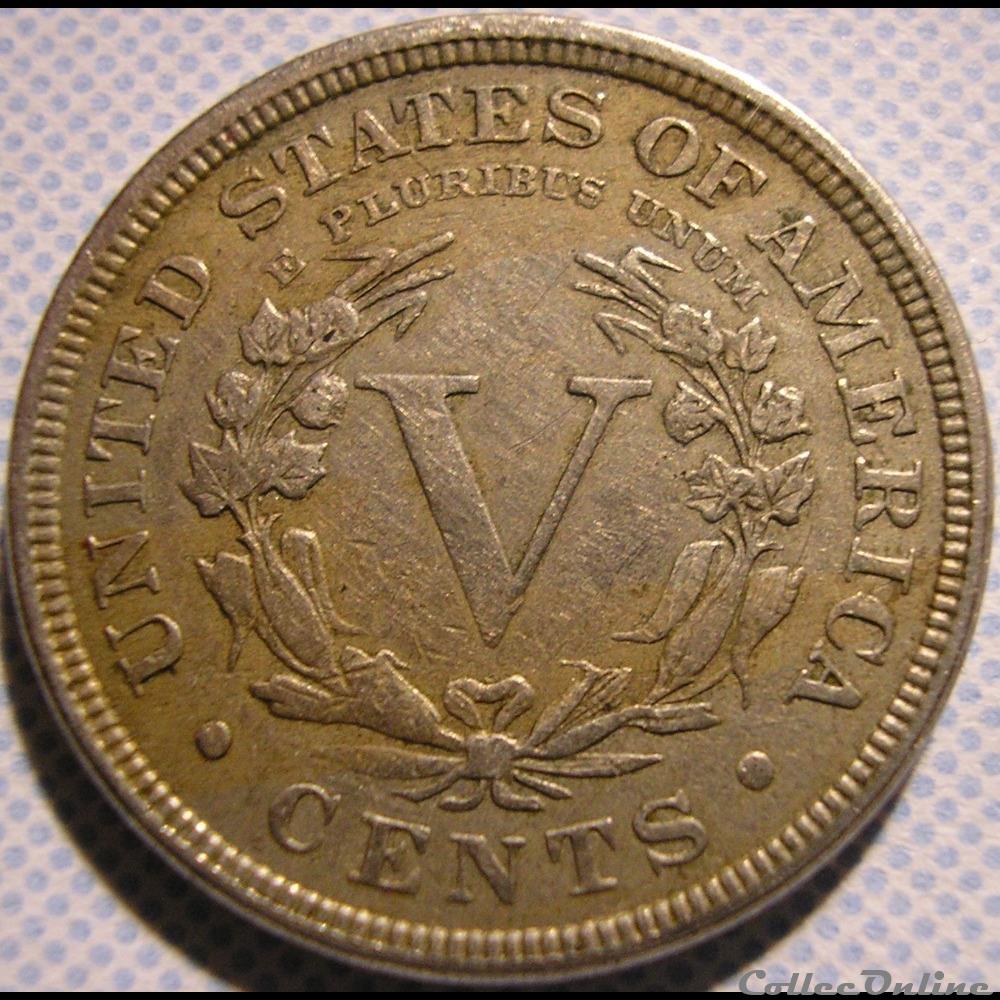 1890 5 Cents (ex.3) 2 monnaies monde etats unis 1890 5 cents ex 3