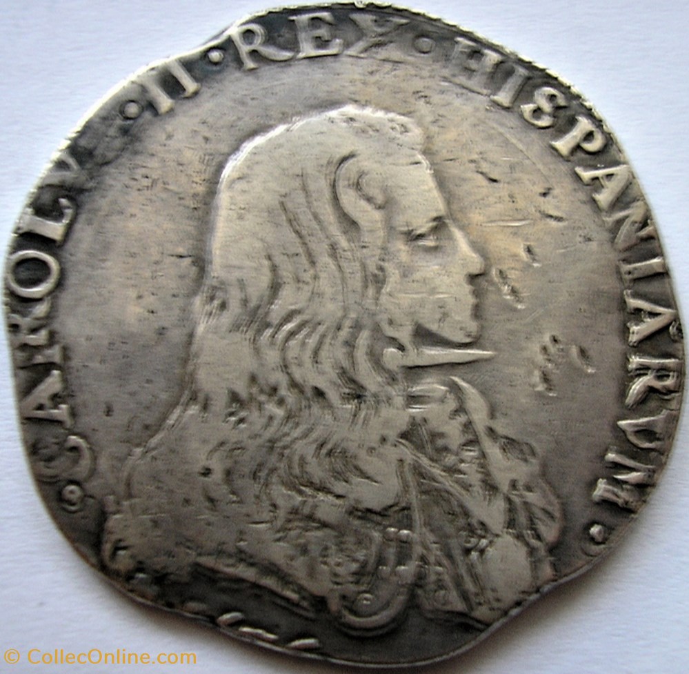 1676 Ducato di Milano, 1 Filippo - Carlo II di Spagna 2 monnaies europe medievale duche de 1676 ducato di milano 1 filippo carlo ii di spagna