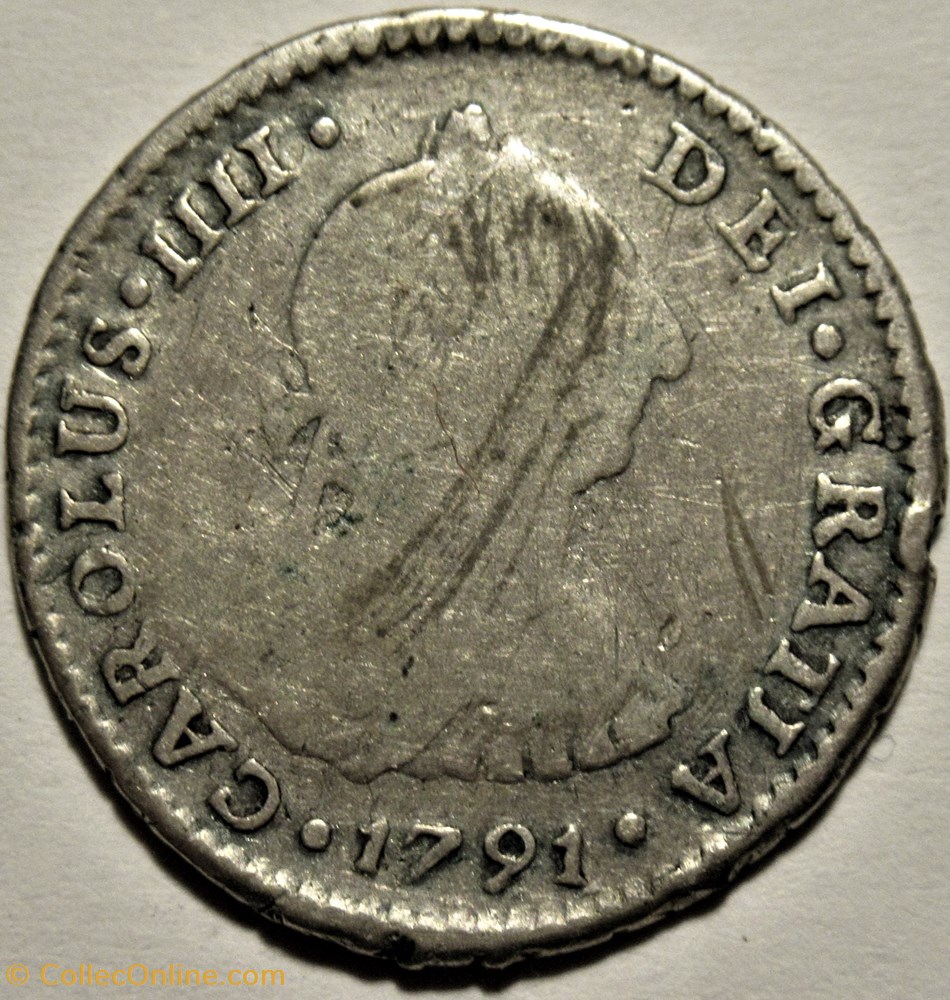 Chile - 1 Real 1791 Santiago - Carlos IV de España 2 monnaies monde chili chile 1 real 1791 santiago carlos iv de espana