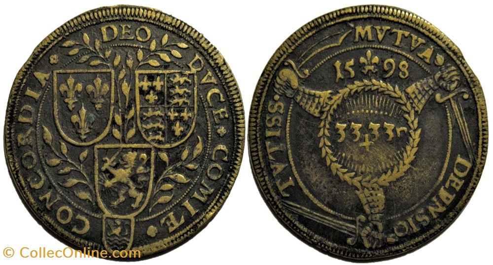1598, the Defection of Henri IV - Token Brabant monnaies paranumismatique jetons poids 1598 the defection of henri iv token brabant