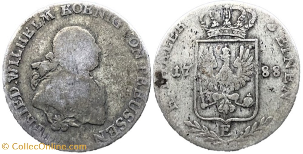 monnaies europe medievale saint empire romain germanique friedrich wilhelm ii 1 3 thaler 1788 konigsberg kingdom of prussia