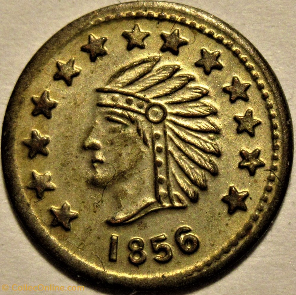 monnaies jetons mereaux california gold half dollar 1856 token indian bear