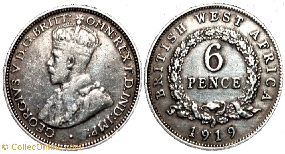 George V - 6 Pence 1919 - British West Africa monnaies monde afrique occidentale britannique george v 6 pence 1919 british west africa
