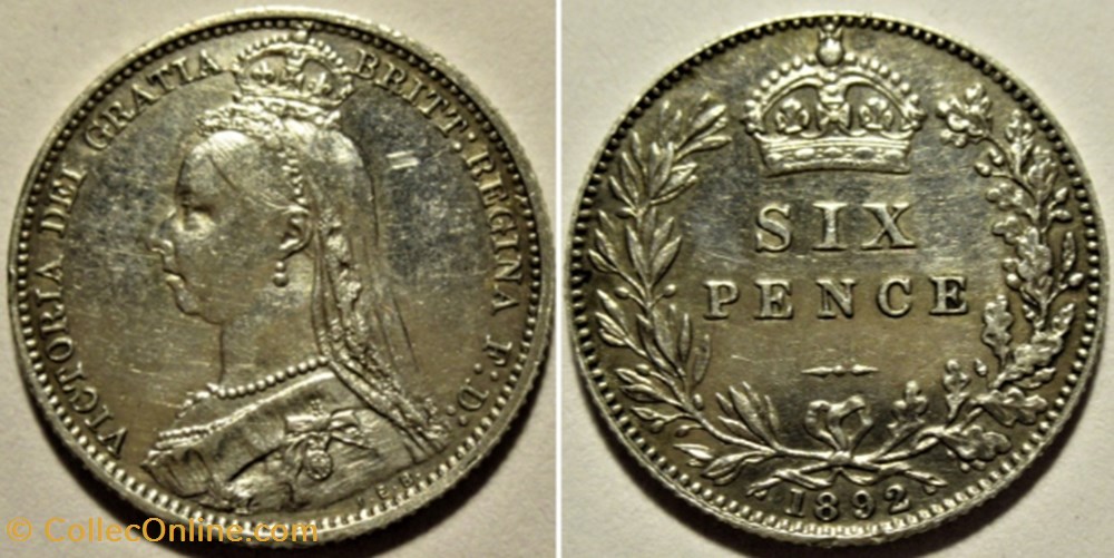 Victoria - Sixpence 1892 - Kingdom of Great Britain (ex.2) monnaies monde royaume uni victoria sixpence 1892 kingdom of great britain ex 2