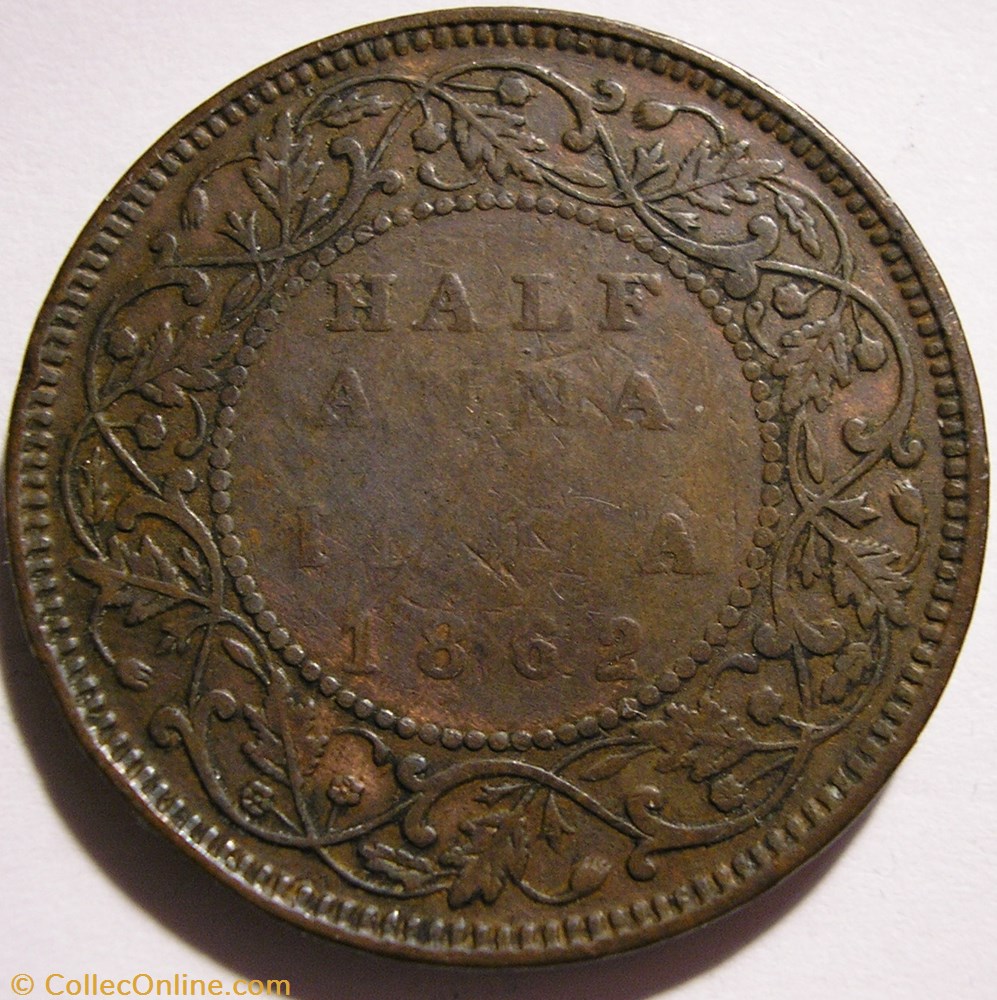 Victoria - Half Anna 1862 Bombay - British India monnaie monde inde victoria half anna 1862 bombay british india